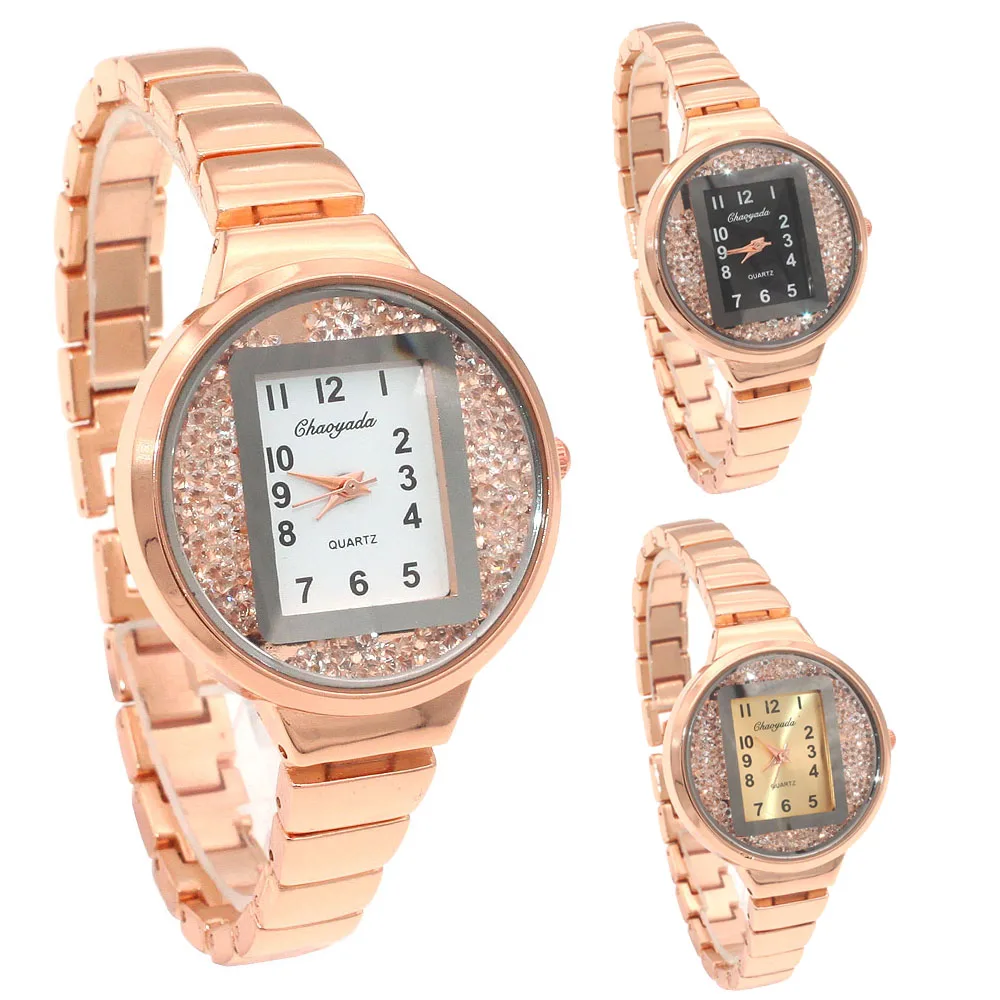 عالية الجودة انخفاض الشحن النساء السيدات روز الذهب الفضة مكتب سيدة ساعات كوارتز اليد الماس الأزياء صديقة الهدايا ساعة