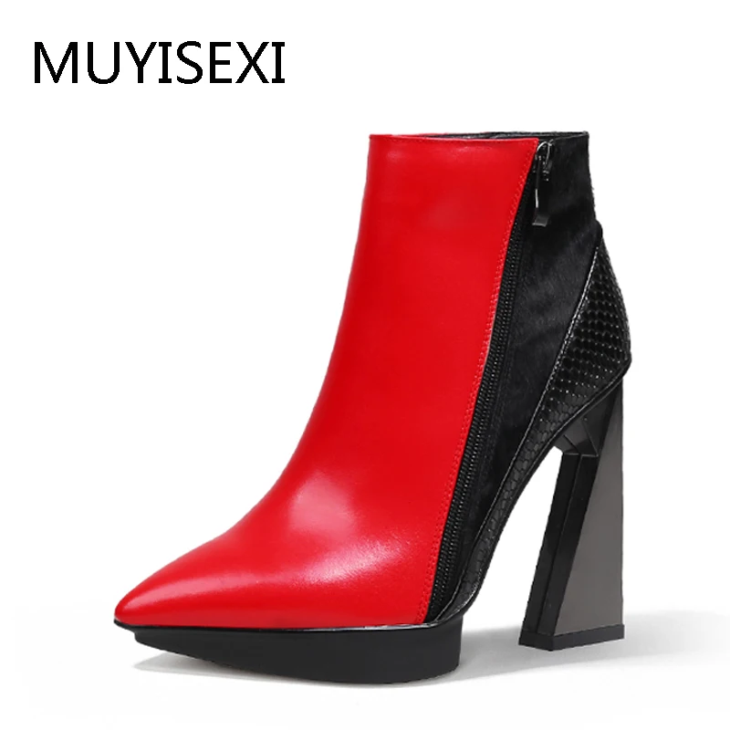 

Boots Womens Winter Ankle Boots Zipper Pointed Toe 11cm Extreme High Heels botte femme botines mujer HL120 MUYISEXI