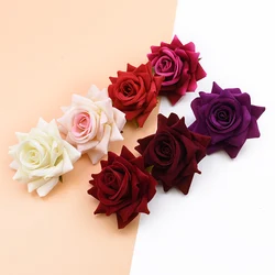 Seda artificial Rosas vermelhas Bridal Acessórios, Clearance Flores para Casa, Decoração do casamento, DIY A Cap, Caixa de presentes Scrapbook, 10Pcs