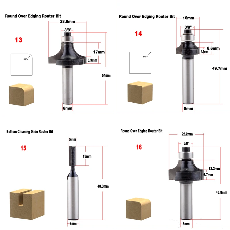 1pc 8mm Shank wood router bit Straight end mill trimmer cleaning flush trim corner round cove box bits tools Milling Cutte CHWJW