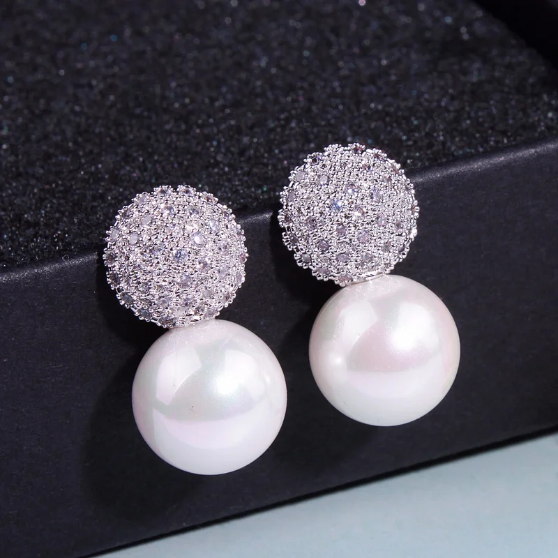 2023 Fashion Wedding Pearl Jewelry Accessories Party Pearl Earrings Elegant Crystals Stud Earrings For Women Female Gifts E1713