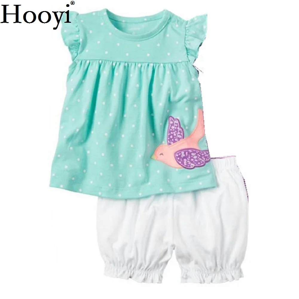 Hooyi Floral Baby Girls Clothes Suit Newborn Clothing Sets Polka Dot Children T-Shirt Hot Shorts Summer Outfit 0-2 Years Infant