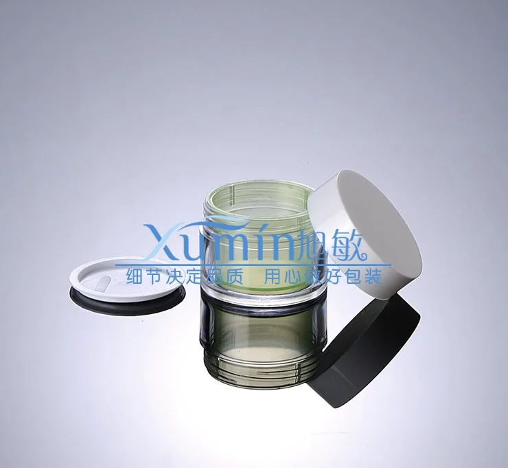 

30G light green Cream Jar with white lid,double wall Plastic Cosmetic Container,Empty Makeup Sub-bottling Mask Canister