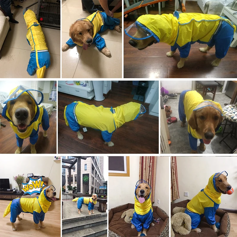 HOOPET Dog Riancoat Jumpsuit raincoat for Dogs 애완 동물 망토 래브라도 방수 골든 리트리버 자켓, 반려동물 옷