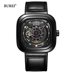 BUREI Brand Mechanical Watch Luxury Square Sapphire NH36 Movement Dress Automatic Wristwatches Waterproof for Men Montre Homme