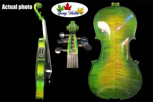 

beautiful Green colors 5 strings 4/4 electric violin +Acoustic violin #8641