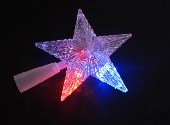 

Pentagram Star LED Xmas Tree Topper Fairy Light Multi Color Flash Button Battery Powered Christmas Tree Decorations presents