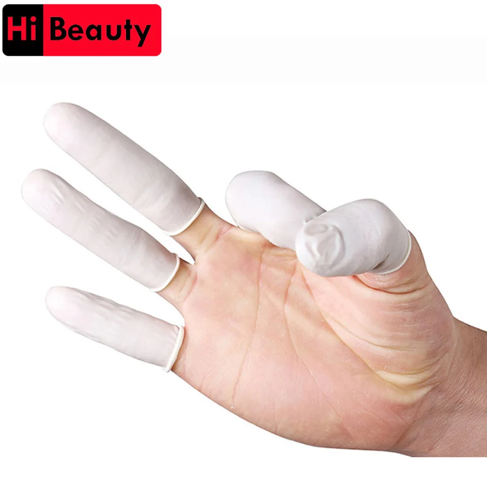 100pcs/pack White Disposable Clean Without Powder Latex Gloves Finger Cots Fingertips Gloves For Makeup Tattoo Art Hair Care