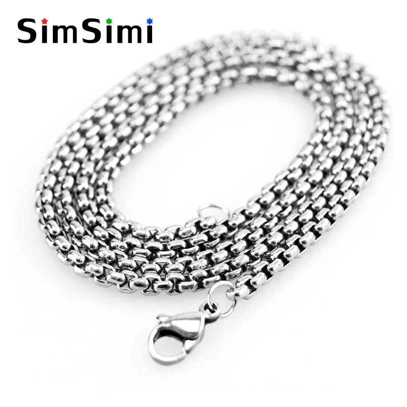 

Chain Necklaces 3/4/5mm 15.7-39.3" Box Square Rolo Link Chain Men Necklaces Stainless Steel Jewelry Diy Finding