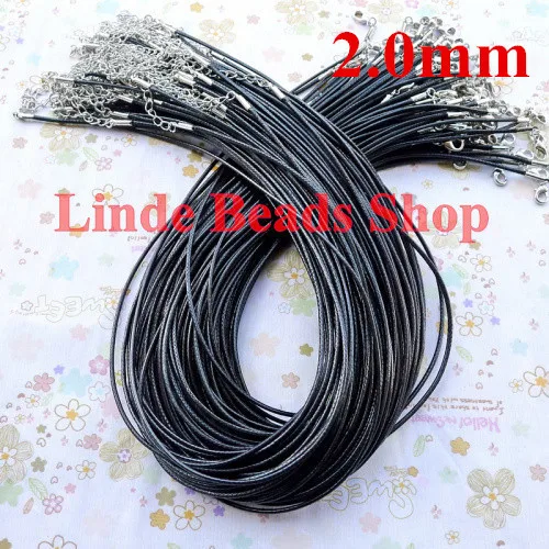 

Free Shipping!! Wholesale 100pcs Black choker leather Necklace chain cord 2mm N03