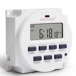 SINOTIMER Brand Digital Weekly Timer 7 Days Programmable Time Switch Relay 220V 230V 240V AC TM618