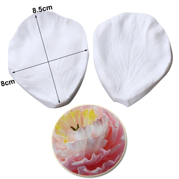 6PCS Large Peony Veiner Silicone Molds Stainless Steel Cutter Mould Petal Fondant Cake Decorating Tool DIY Handmade Cake CS311 image 2
