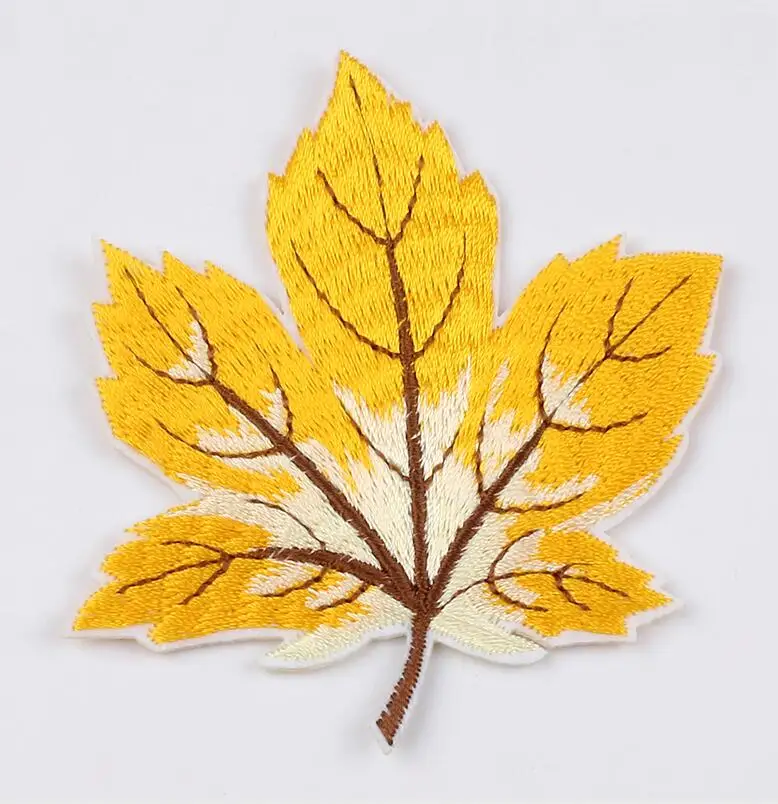 10pcs/lot Embroidered Maple Patch Iron On Sew On Leaf Badge For Jeans Clothes Backpack Coats Cap Stickers Diy Appliques Supplier image 3