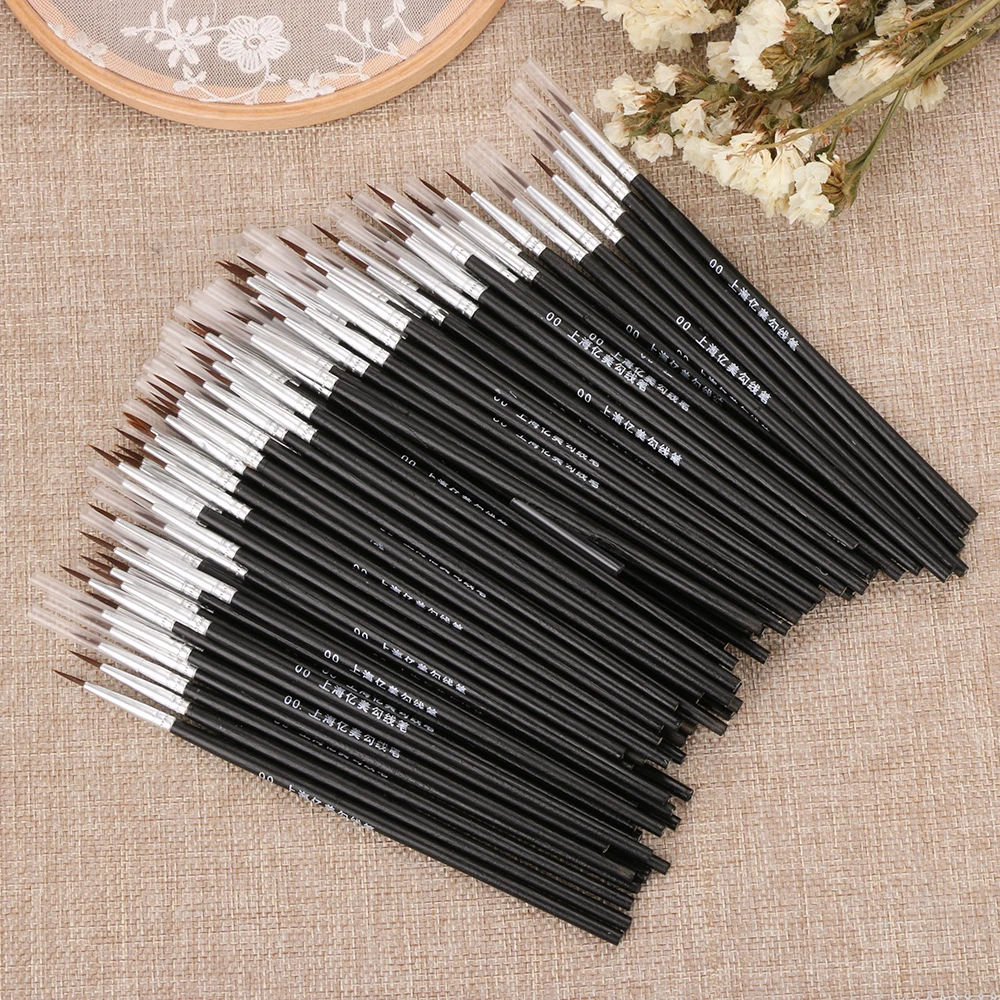 Juego de pinceles de nailon para pintura acrílica, set de 10 bolígrafos de línea de gancho fino pintados a mano para dibujo artístico