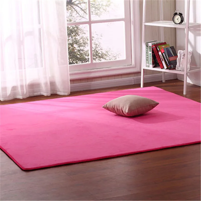 Coral velvet carpet living room coffee table blanket bedroom bedside mat bed front room rug Tatami yoga mat 140cmx200cm pink rug