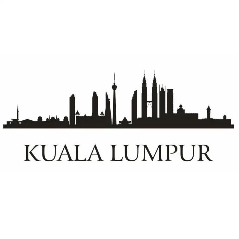 

KUALA LUMPUR City Decal Landmark Skyline Wall Stickers Sketch Decals Poster Parede Home Decor Sticker