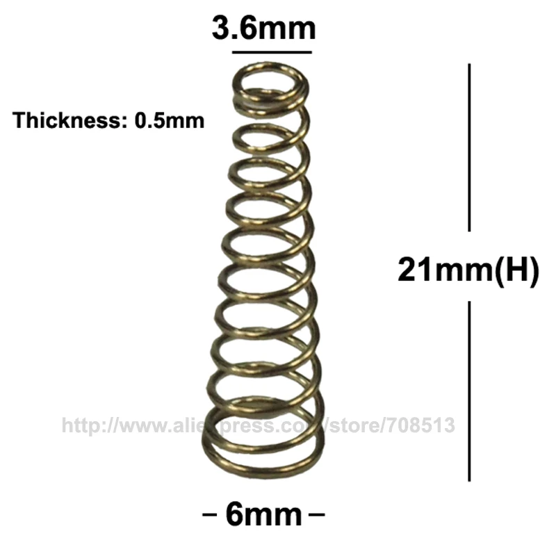 DIY Gold Plated Battery / Driver Contact Support Springs 6mm(D)x21mm(H) for Flashlights - 10 pcs