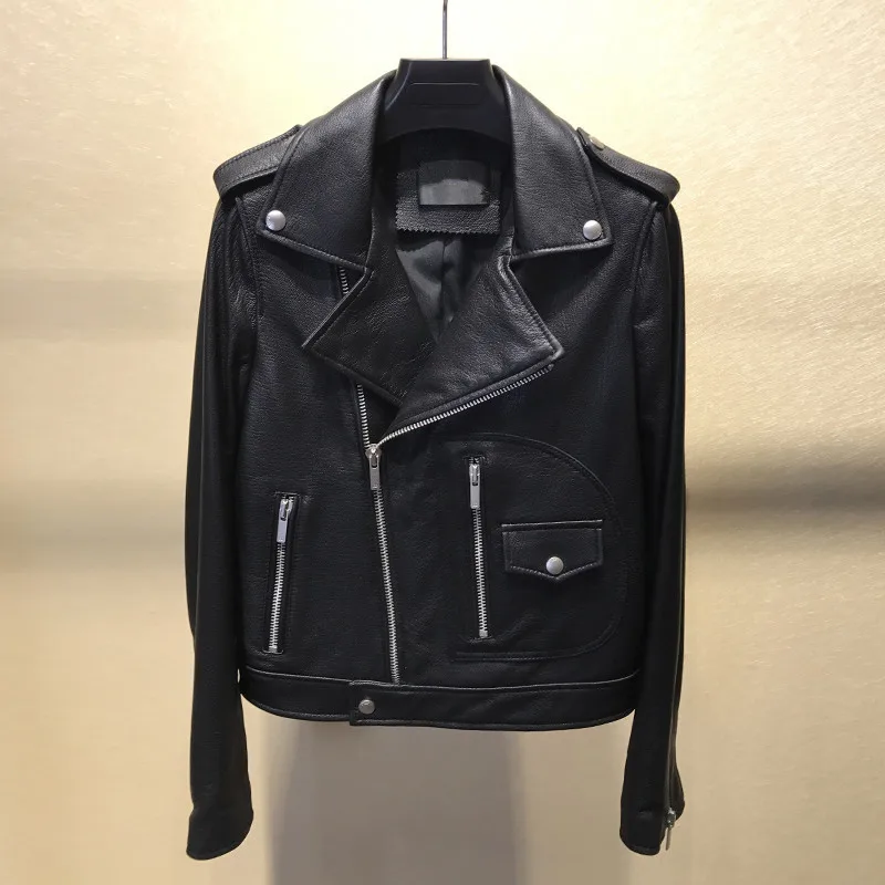 Women's real leather jackets 2019 spring autumn sheepskin biker jackets women's genuine leather short coat G148