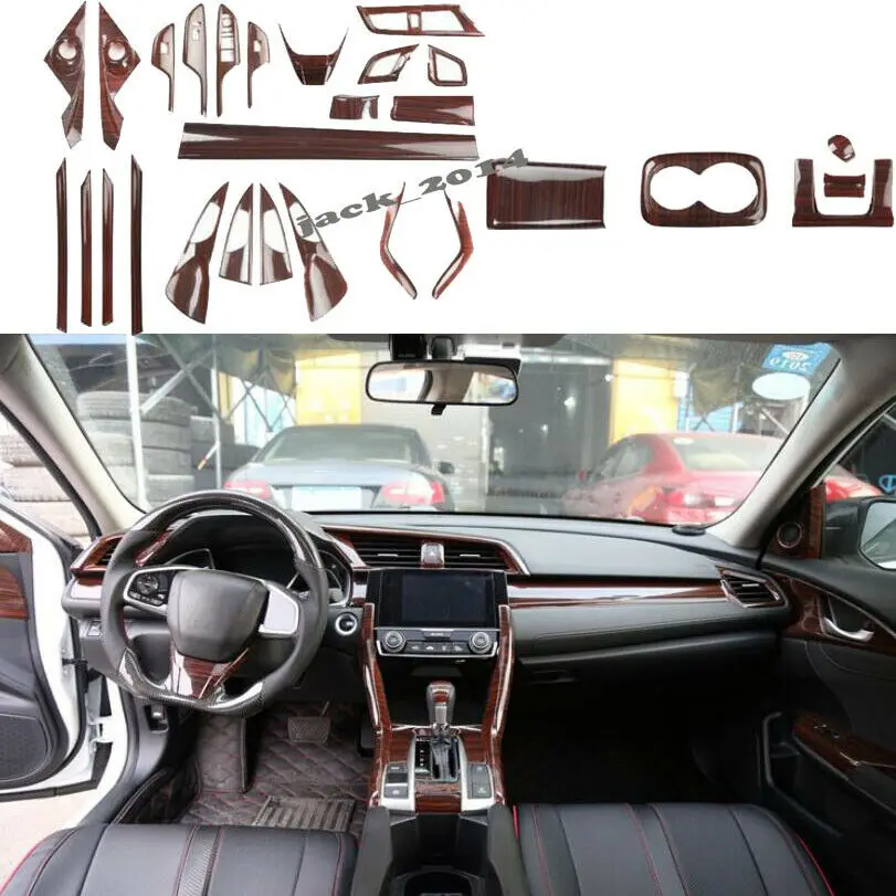 

ABS Peach wood grain Kit interior auto 28pcs/set Fit for Honda Civic 10th 2016 2017 2018 2019