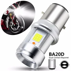 H4 BA20D LED Motorcycle Headlight Bulb COB Glass Lens White+Blue Light Lamp Hi-Lo Beam Motorcycle Light Fog Lamp DC 9-18V