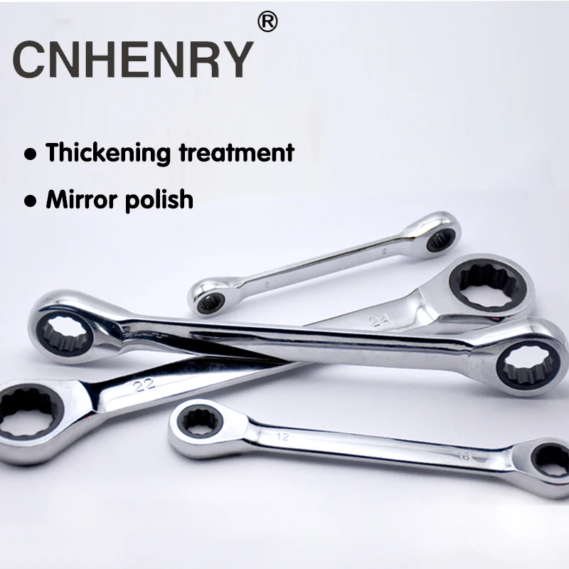 Double-Head Combination Ratchet Wrench Universal Key Head Wrench Chrome Vanadium Reversible Spanner Tool Key For Repair Car