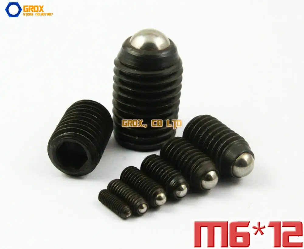 

30 Pieces M6 x 12mm 12.9 Grade Alloy Steel Hex Socket Spring Ball Plunger Set Screw