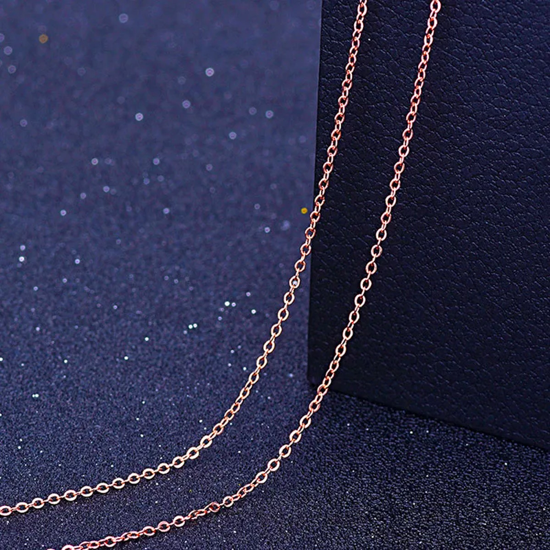 RE 45cm DIY women\'s chain Necklaces Friendly Copper Wave/Snake/Box Chains Jewelry Beads for Pendant Accessories rose Gold Color