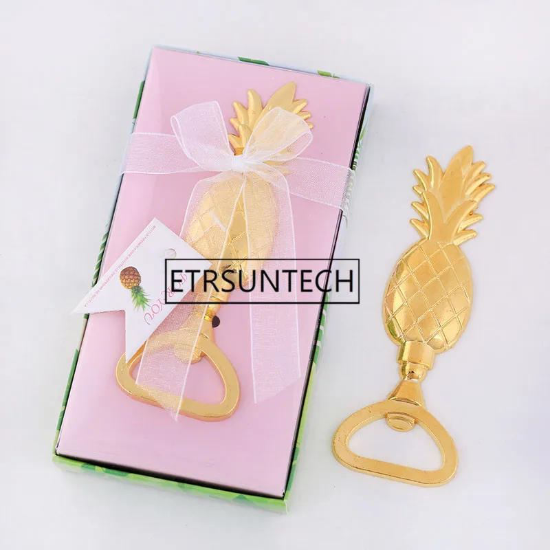 100pcs Gold Pineapple Bottle Openers Anniversary Souvenir Birthday Bridal Baby Shower Party Favors Wedding Return Gifts