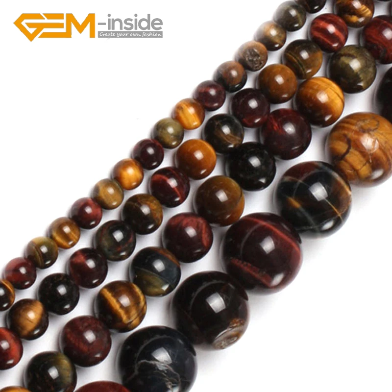 

6/8/10/16MM Round Mixed Color Tiger Eye Natural Stone Beads DIY Loose Beads For Bracelet Making Gift Strand 15" Wholesale