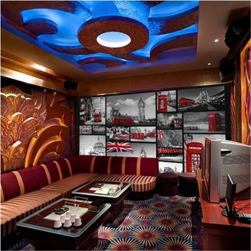 beibehang papel de parede sala Custom 3D mural wallpaper retro gray red bar KTV Leisure personalized wallpaper,wall paper