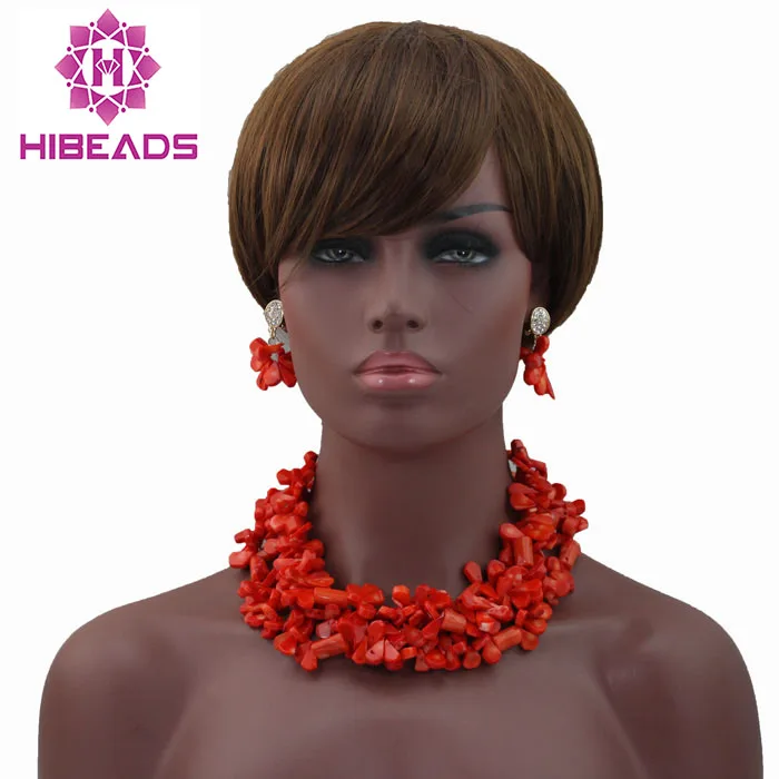 

Pretty African Coral Beads Set Fashion Jewelry Set Beads Necklace Wedding Bridal Jewelry Set Free Shipping ABL548