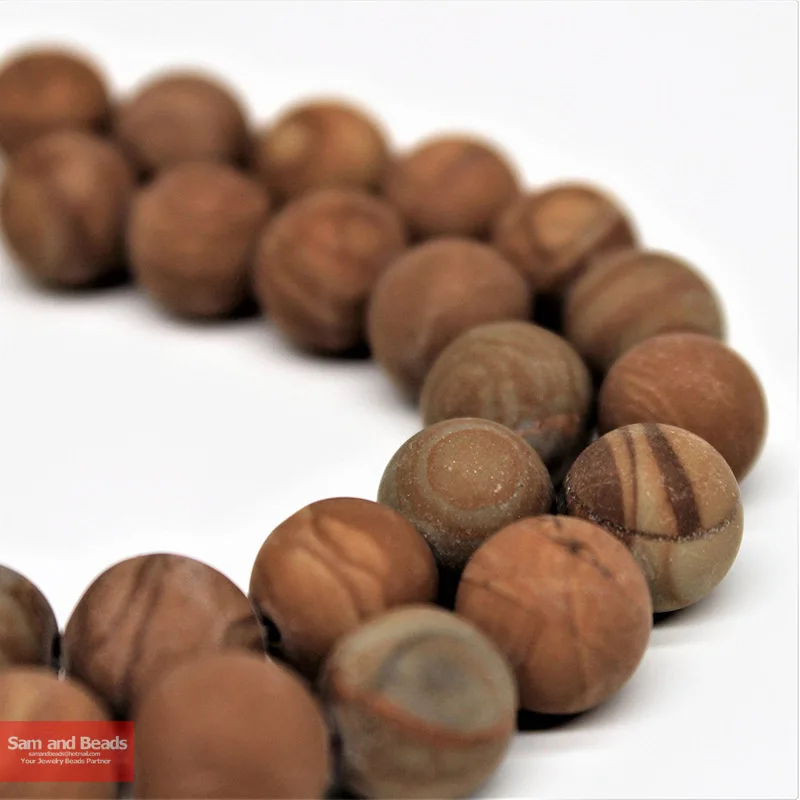 Dull Polish Matte Natural Wood Grain Jasperr Loose Beads 15\