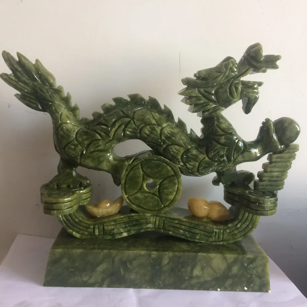 China Southern Taiwan Jade Draak Carving Bloeiend Bedrijf Feng Shui Rijkdom Standbeeld Natuurlijke Handwerk Home Decoratie