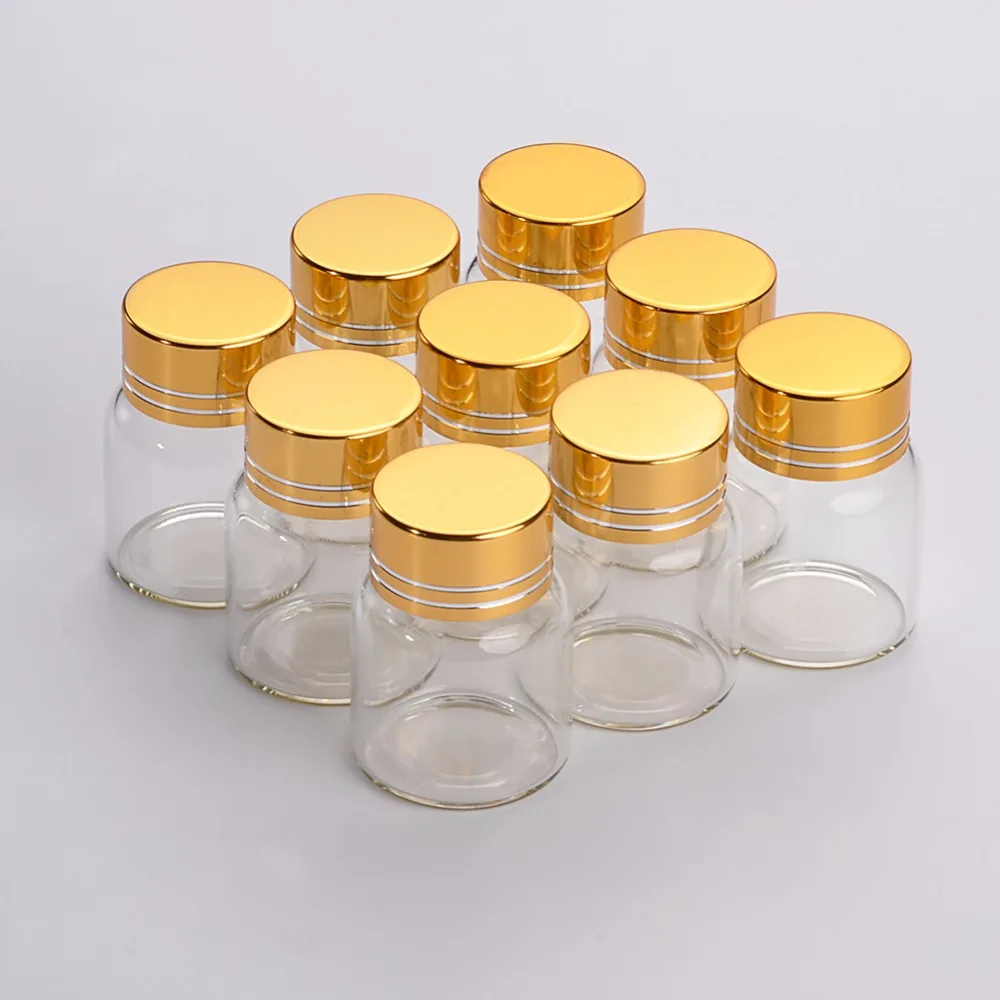 Empty Glass Bottles with Metal Screw Cap Pill Powder Ornament Bottles 8ml 15ml 20ml 25ml Liquid Food Saffron Jar Container 12pcs