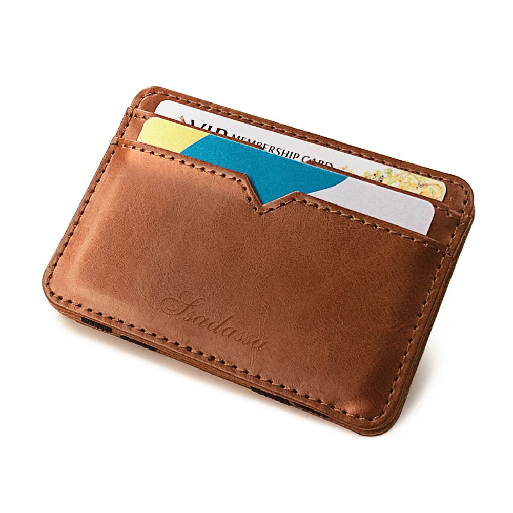 New Fashion Man Small Leather Magic Wallet With Coin Pocket Men\'s Mini Purse Money Bag Credit Card Holder Clip For Cash