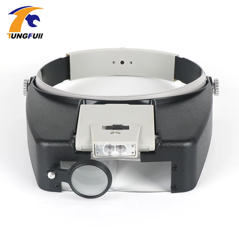 Tungfull Head-mounted Magnifying Glass LED Lamp Old Reading Workers Repair Electronic Circuit 10 Times Magnification unction