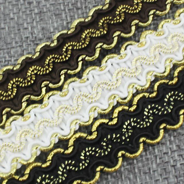 

100yard 1.5cm Curve Lace Trim Gold Thread Centipede Braided Ribbon Fabric Handmade DIY Clothes Sewing Supplies Craft Accessories