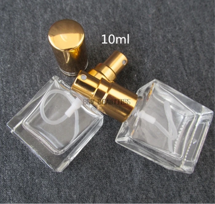 100pcs/lot 10ML Square Spray Perfume Bottles,10cc Glass Perfume Bottles,Comestic Packaging Container