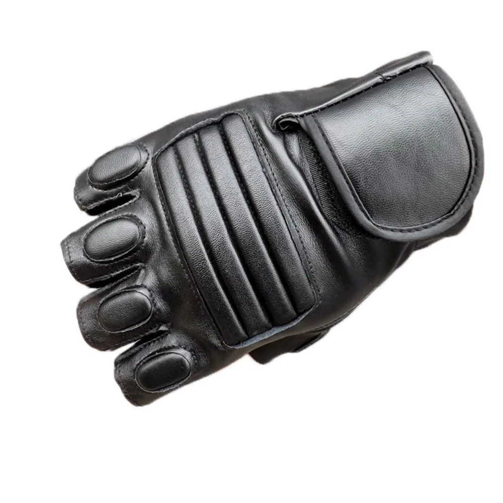 Men Gloves Winter Motorcycle Sports Outdoor Protection Fighting Leather Tactical Gloves Half Finger Mitten перчатки без пальцев