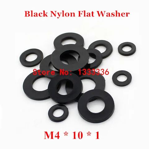 1000pcs M4*10*1 Black Nylon Flat Washer /  M4 Plastic Insulation Plain Ring Gasket