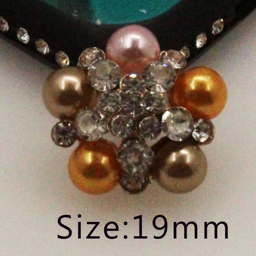 2018 Fashion 10Pc 19 mm Round Cluster Crystal  colorful Pearl Button Wedding decoration  Jewelry Craft hair flower scrapbooking