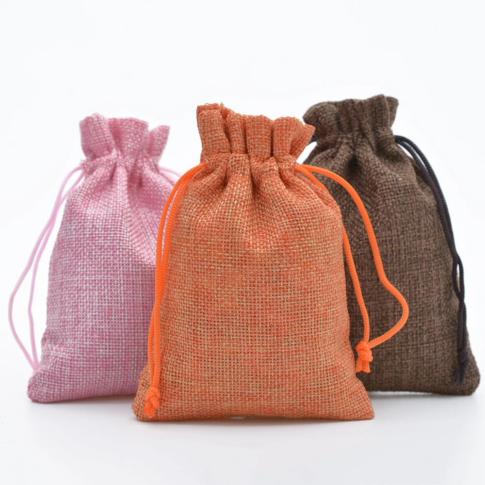 Personalized hemp Jute Drawstring Bag 500 PCS 10cmx15cm (4