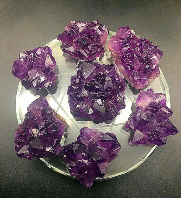 

Excellent natural Uruguayan amethyst. Beautiful amethyst cluster flowers make a seven-star array