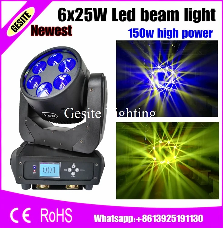 

2pcs/lot 2017 New 6x25W Stage Lighting LED Super Beam Spot Light Moving Head Light