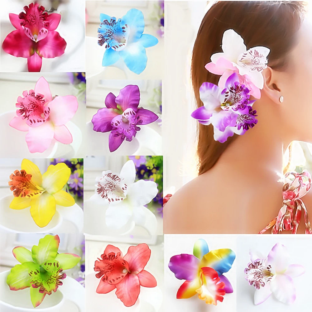 1PC Handmade Chic Thailand Orchid Flower Hair Clips DIY Elegant Boho Women Girls Hairpins Barrettes Hairgrips Hair Accessories