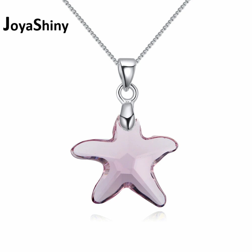 Original Crystals from Austria Starfish Pendant Necklace Silver Color Chain Collares For Women Jewelry