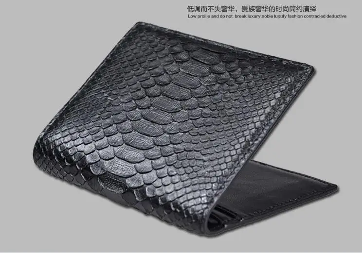 100% genuine python skin leather wallets and purse snake leather skin bank card holder case black color free shipping