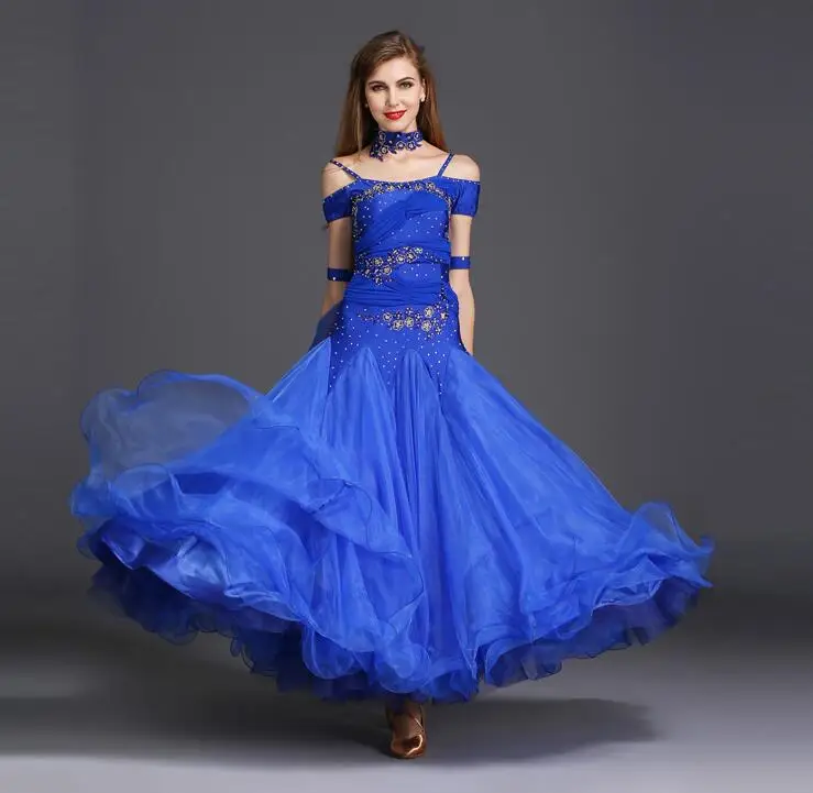 red blue ballroom dance competition dresses waltz dance dress hb183 luminous costumes standard ballroom dress foxtrot