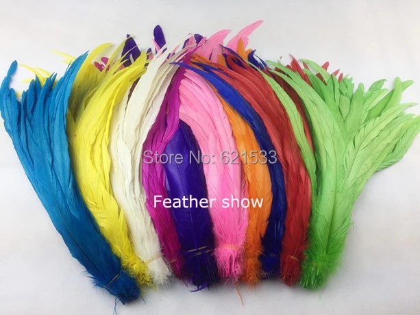 Hot!200pcs/lot!14-16inch 35-40cm Coque Rooster Tail Feather Loose for Hats Headdress costumes 11Colours for choice