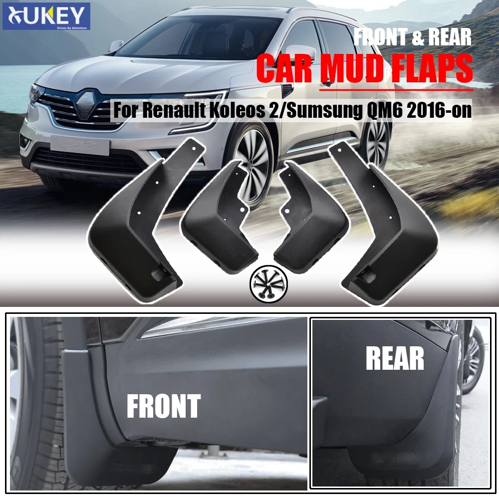 OE Styled Molded Car Mud Flaps For Renualt Koleos II 2016 2017 2018 2019 Sumsung QM6 Mudflaps Splash Guards Flap Mudguards